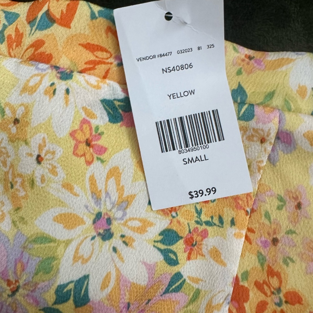Floral Yellow Orange Lavender Two-Piece Skirt Set - Picture 4 of 6